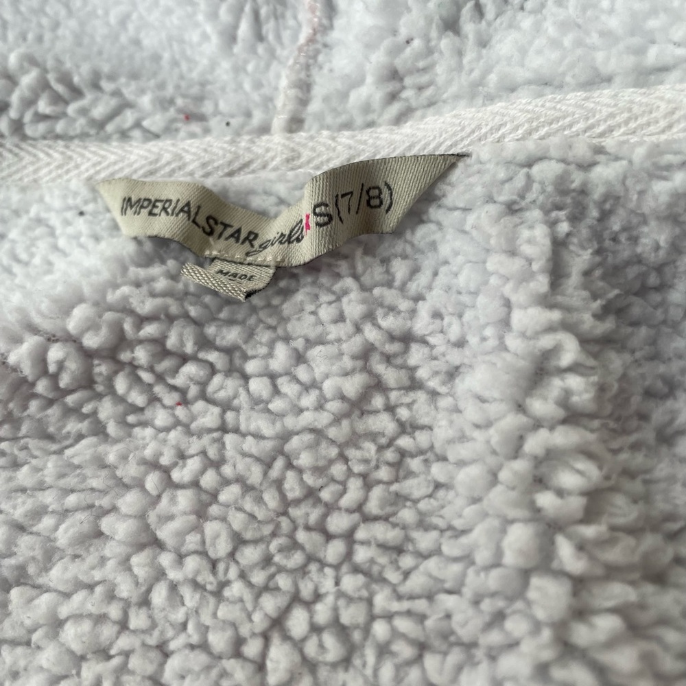Girls Pink Marbled Sherpa-like Lined Hoodie Jacket Size 7 8 - Picture 5 of 9